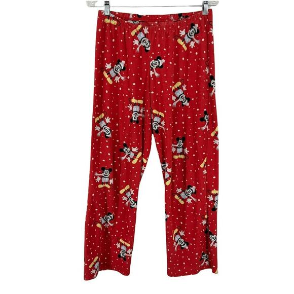 Disney Mickey Mouse Winter Scarf Red Long Sleeve Fleece Pants Pajama Set Large - Picture 8 of 10